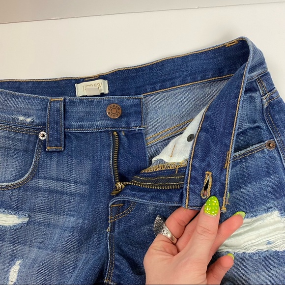 J Crew Medium Dark Wash Cuffed Denim Shorts Size 24 - Picture 7 of 12